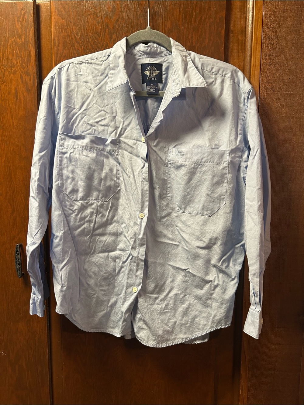 Dockers Petite Light Blue Cotton Button-Down Shirt